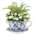BLUE FLORAL TEACUP PLANTER